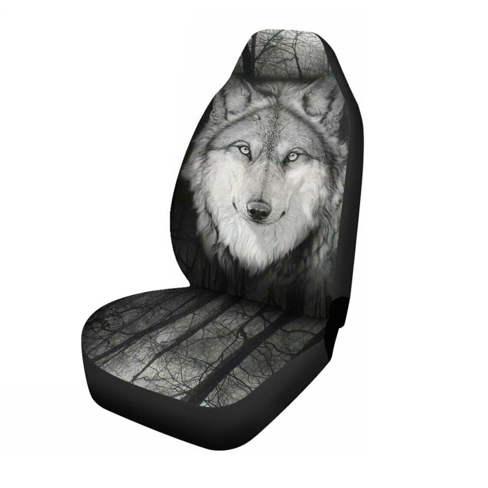 Universal 1Pcs Wolf Front Row Car Truck Seat Covers Set Protector Cushion 6906142313418