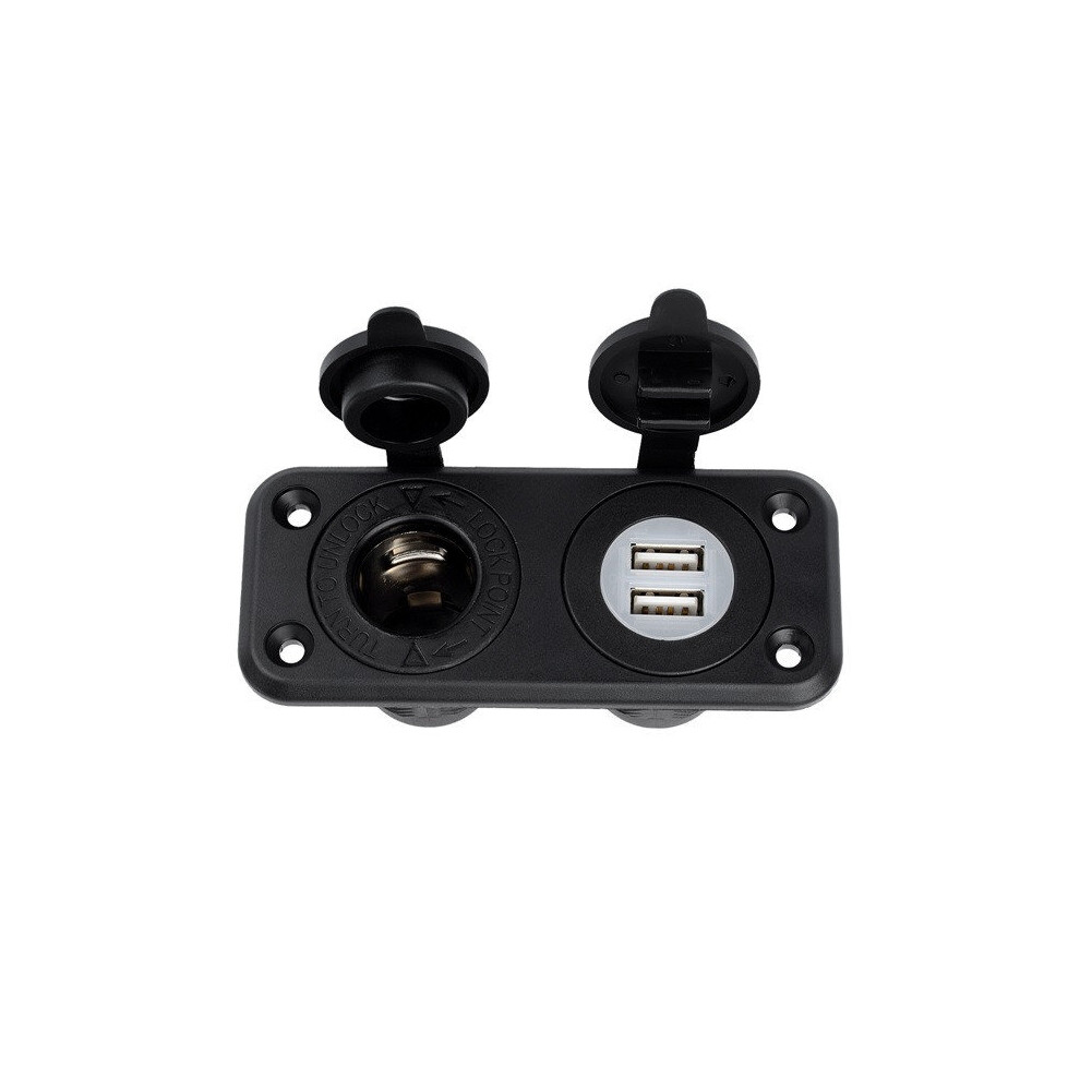 Jtron Car Charger Dc 12V 24V Dual 5V 2.1A Usb Socket Plus 20A Cigarette Lighter Socket Color Black 808948161186