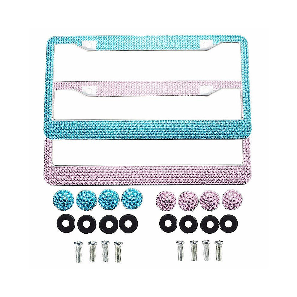 2 All Bling Glitter Crystal Rhinestone License Plate Frame Car Truck Black 753754359411