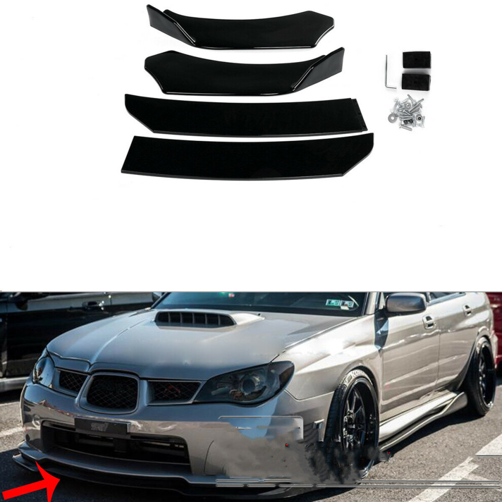 Autsome 4Pcs Front Lip Chin Bumper Spoilers Body Kits For Car Universal Black 791327446939