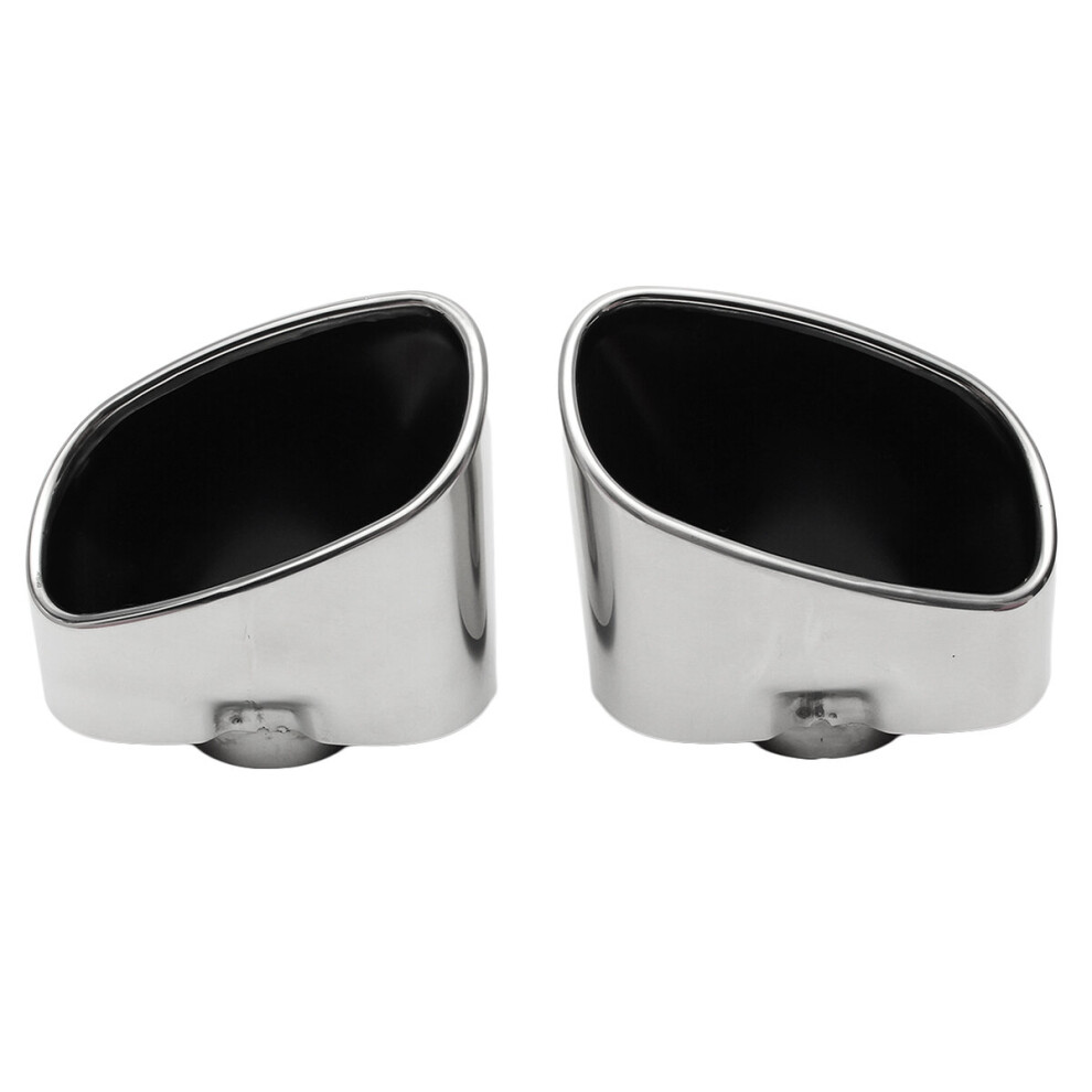 Pair Chrome Exhaust Dual Tailpipe Muffler Tip Stainless Steel For Bmw 711331381361