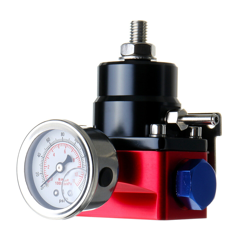 Adjustable Fuel Pressure Regulator Fpr Kit Gas Oil Pressure 0-100Psi Gauge 6An An6 Line Red/Black 6900054458090