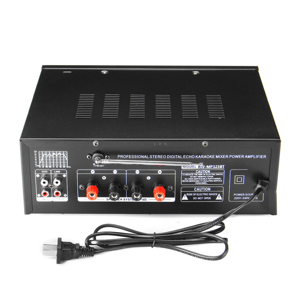 325Bt 2000W 2 Channel Eq Bluetooth Home Stereo Power Car Amplifier Audio Usb Amp Black 9472345537847