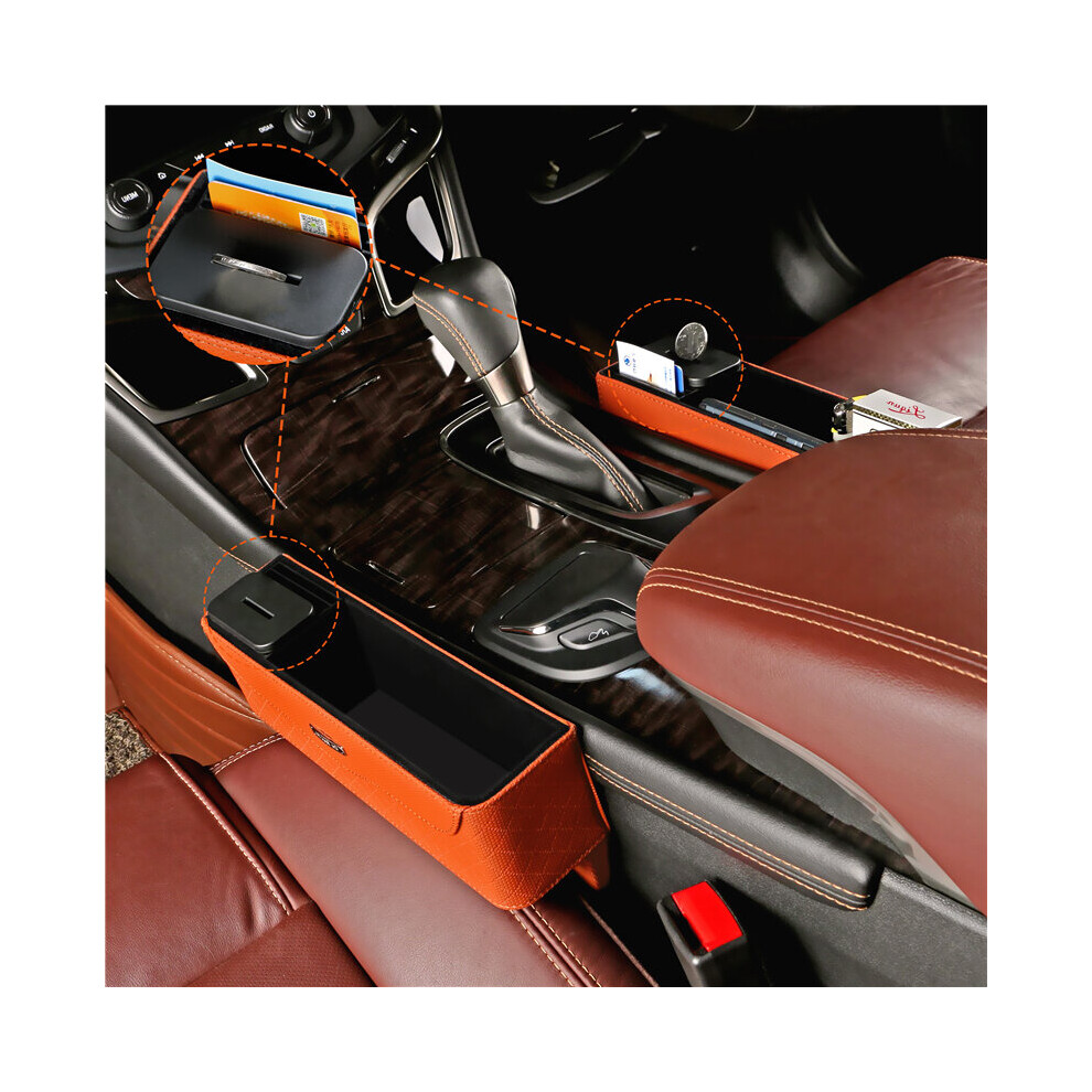 Pu Leather Car Seat Gap Storage Box Money Pot Organizer Gap Slit Filler Phone Holder Grain 9331760280694
