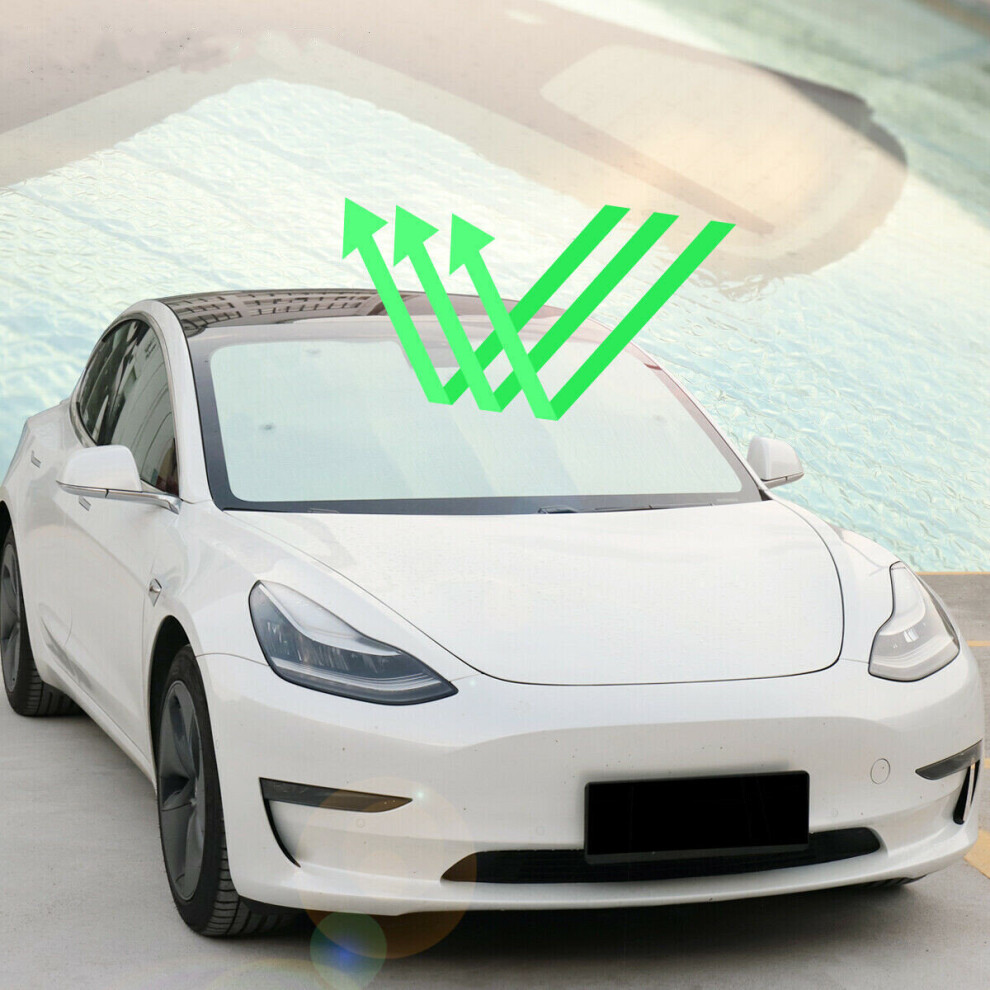 Car Front Window Windshield Sunshade Heat Shield Sun Visor Mat For Tesla Model 3 791351214443
