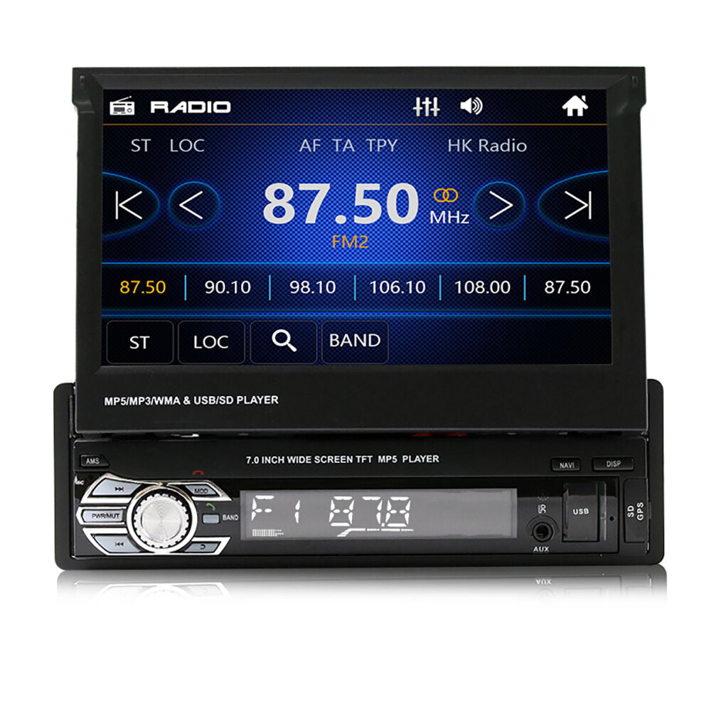 9601G 7 Inch 1Din Wince Car Mp5 Player Retractable Flip Stereo Radio Bluetooth Gps Usb Aux With Backup Camera 6906141503186