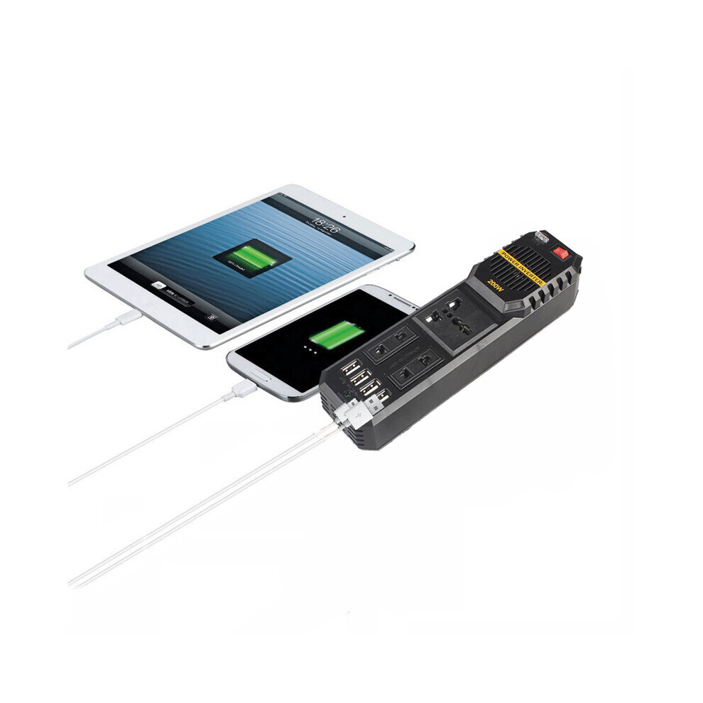 200W Car Power Inverter Dc 12V To Ac 220V With 4 Usb Port Cigarette Lighter 607963860766