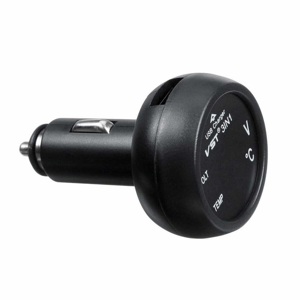 1Pcs 3 In 1 Car Digital Led Thermometer Usb Charger Lighter Voltmeter 608442056786