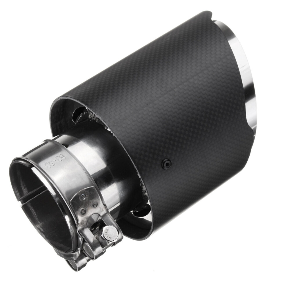 63Mm 2.5 Inch Universal Carbon Fiber Matte Car Exhaust Pipe Tail Muffler End Light 304692434823