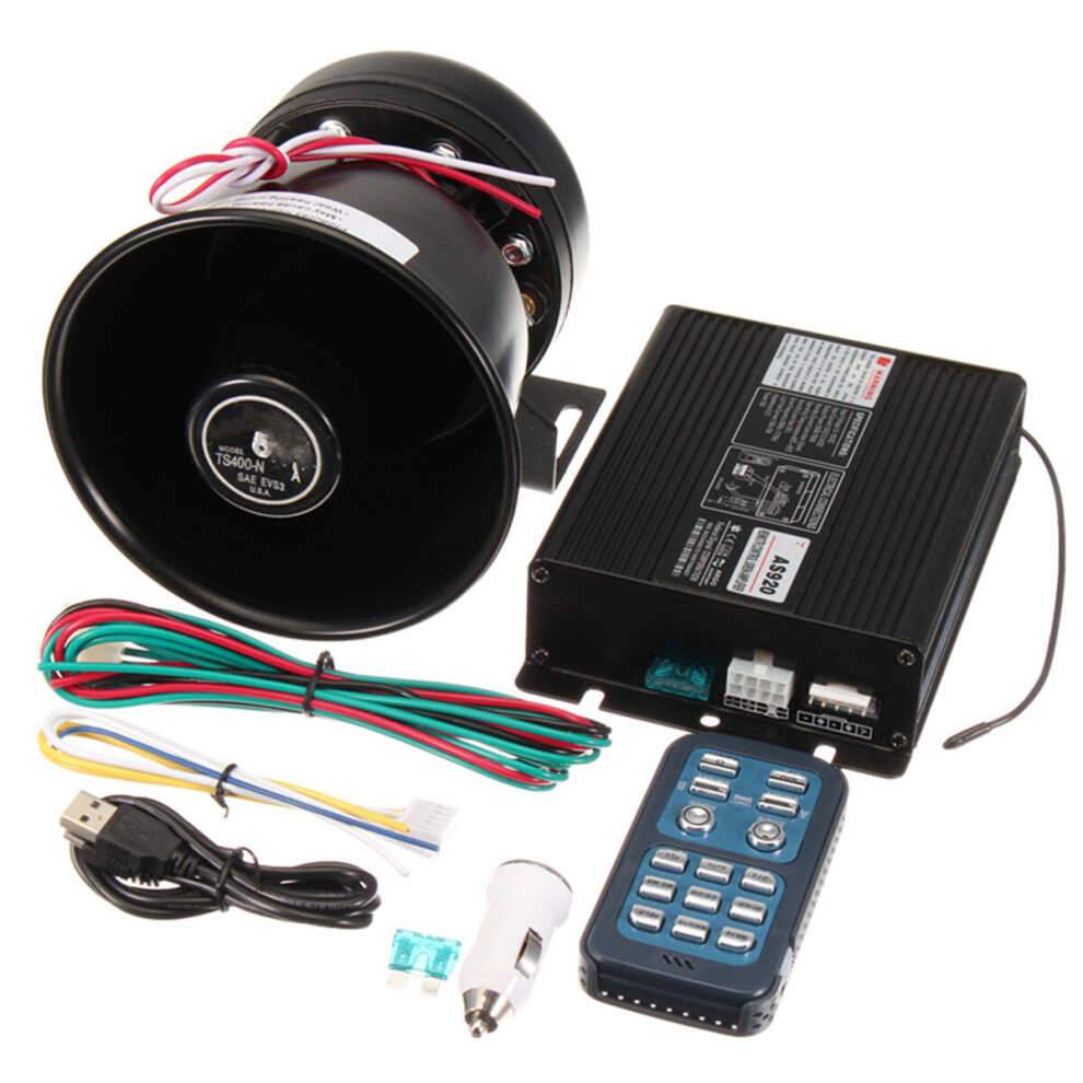 Dc12v 400W 8 Sound Loud Car Warning Alarm Police Siren Horn Pa Speaker Remote 707581893907