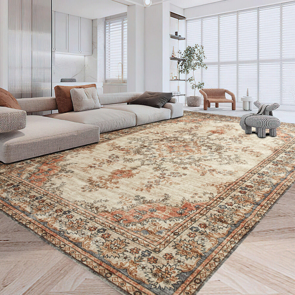 Aspire Homeware (200 X 290 Cm 6 Ft 7 In X 9 Ft 6 In, Timeless- Cashmere Rug) Large Rugs Living Room Bedroom Traditional Carpets Orange