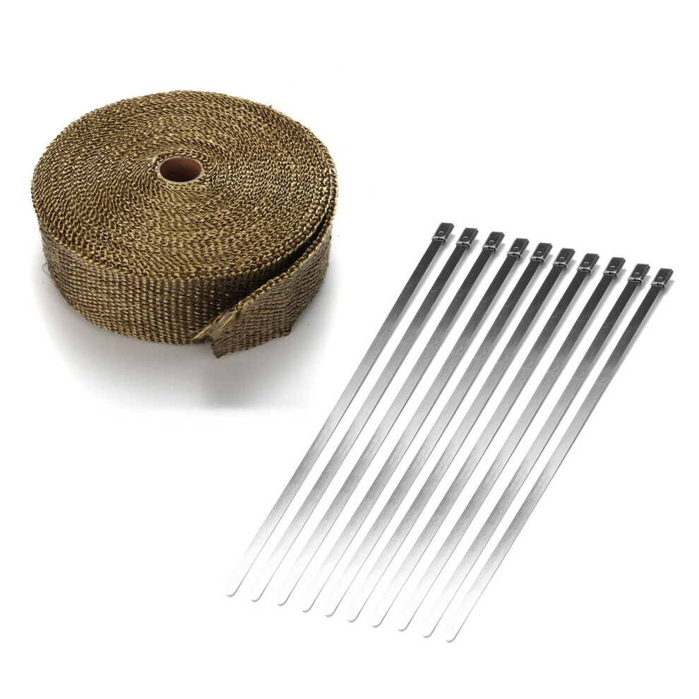 Titanium Header Exhaust Heat Wrap Tape Protection With Stainless Steel Zip Ties 658092695880
