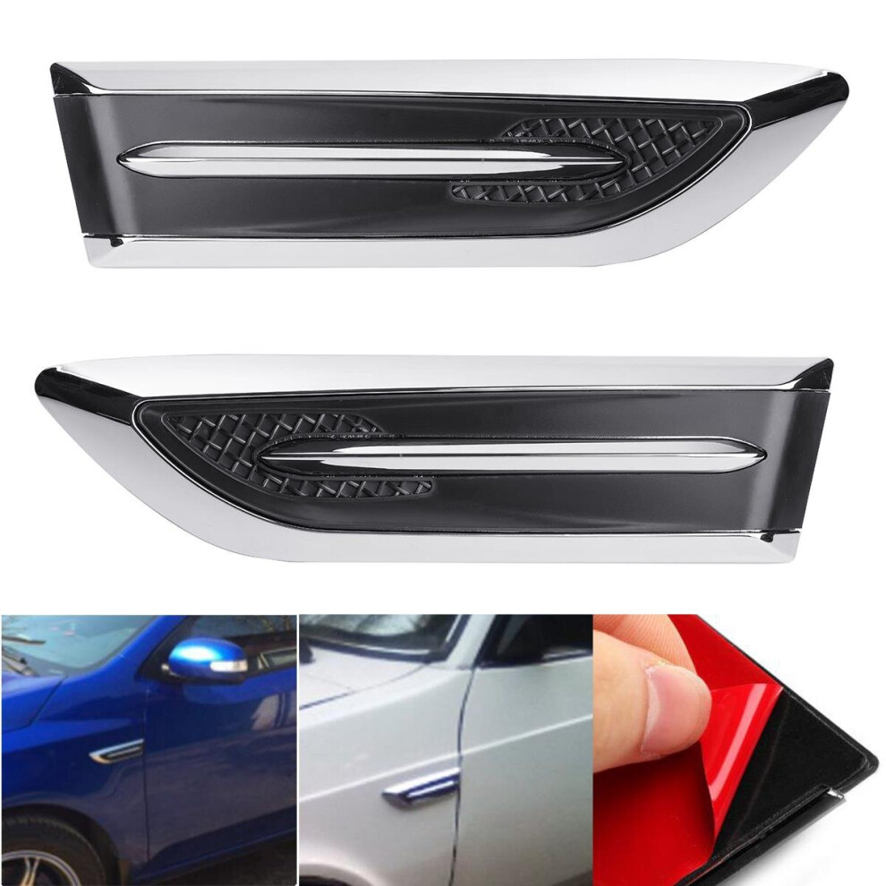 Pair Shark Gills Car Decorated 3D Vent Air Flow Fender Decal Engine Cover Side Stickers 722006082674