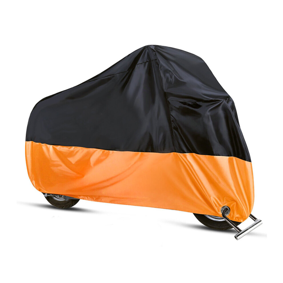 190T Motorcycle Cover Waterproof Outdoor Rain Dust Uv Scooter Protector L-4Xl Orange/Black 818208880627