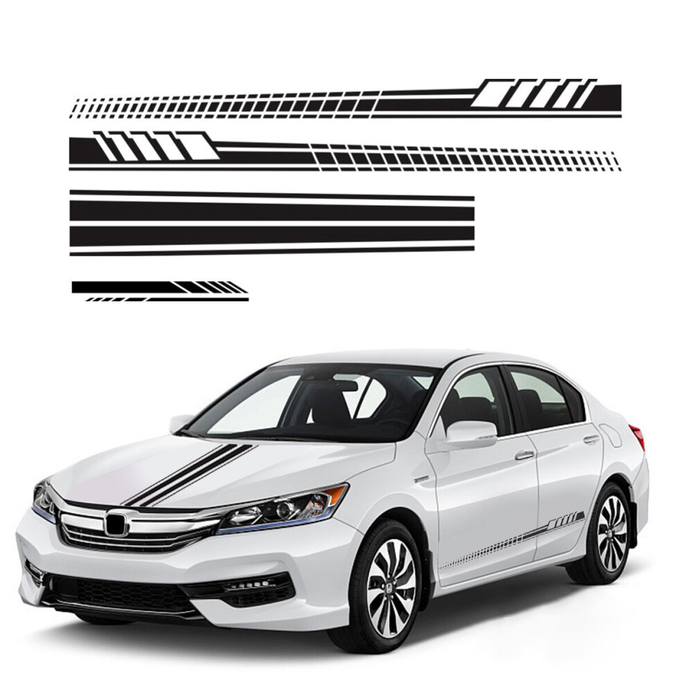 6Pcs Car Hood Side Stripe Graphic Decal Pvc Body Racing Rearview Mirror Sticker 791316196111