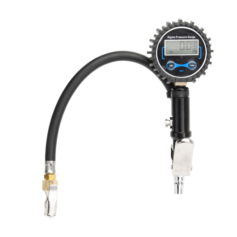 200Psi Digital Tire Pressure Gauge Dial Meter Pistol Grip Trigger Inflator Self-Locking For Car Truck Motorcycle Black 6908241758008