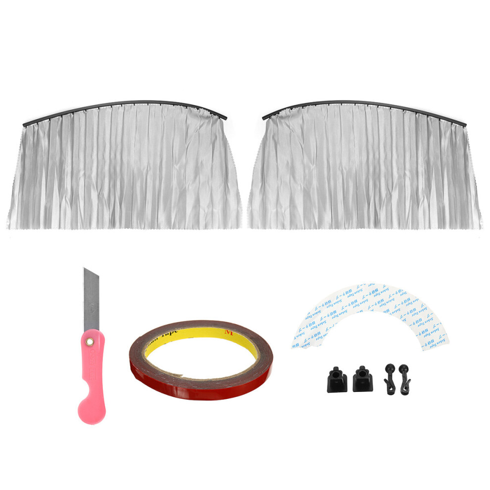 2Pcs Universal Car Sun Shade Side Window Curtain Foldable Sunshade Uv Protection 604267856037
