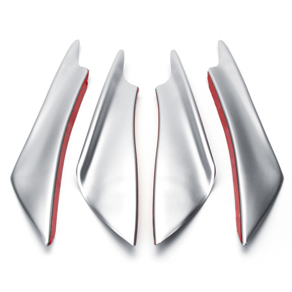 4Pcs Universal Plastic Car Body Front Bumper Splitter Canards Fin Exterior Silver 795340798037