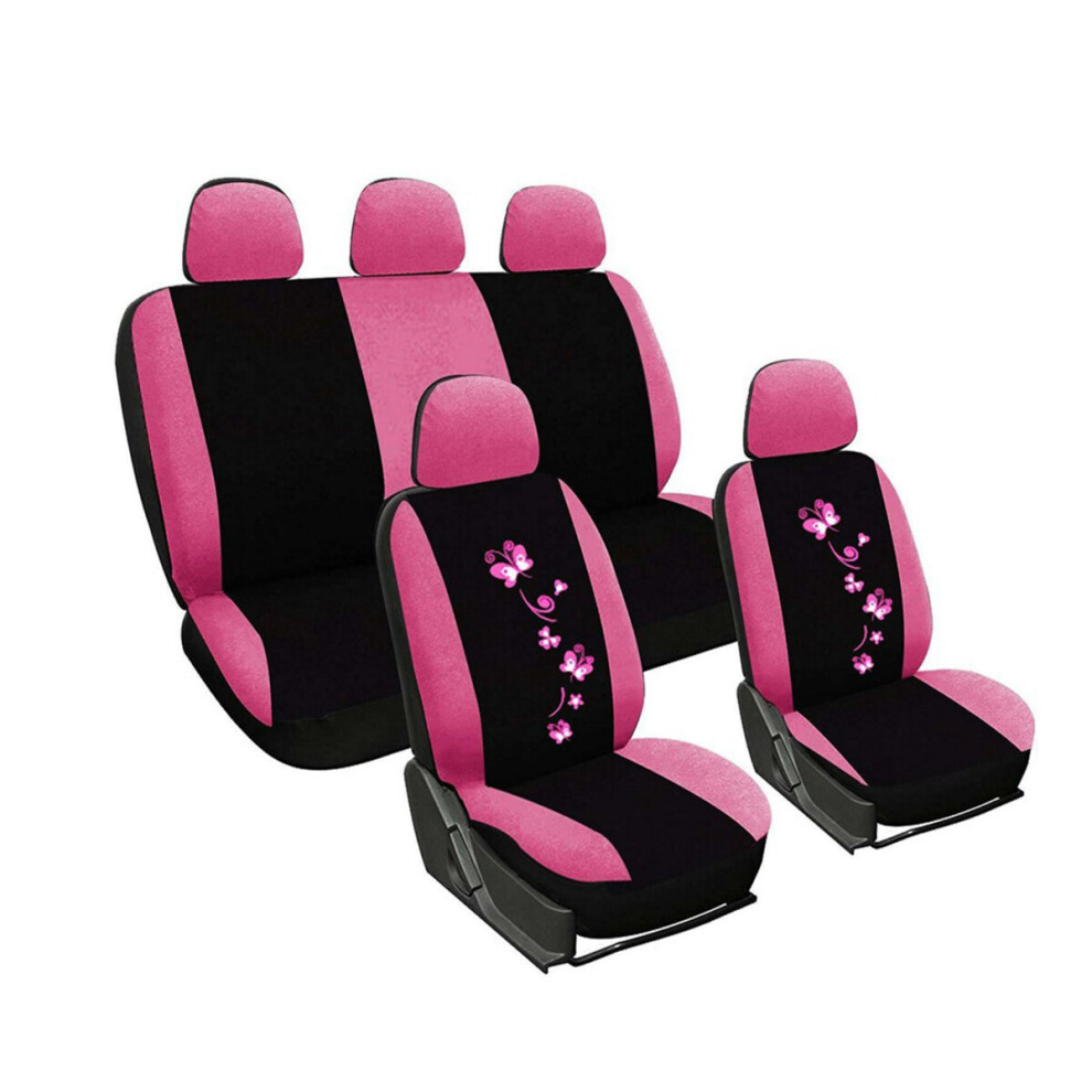 Universal Car Seat Covers Front And Rear Protectors Full Set Butterfly Printed 6900060913828