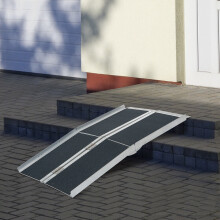 4FT Lightweight Non-Skid Aluminum Portable Walled PVC Folding Wheelchair Ramp 600 lb