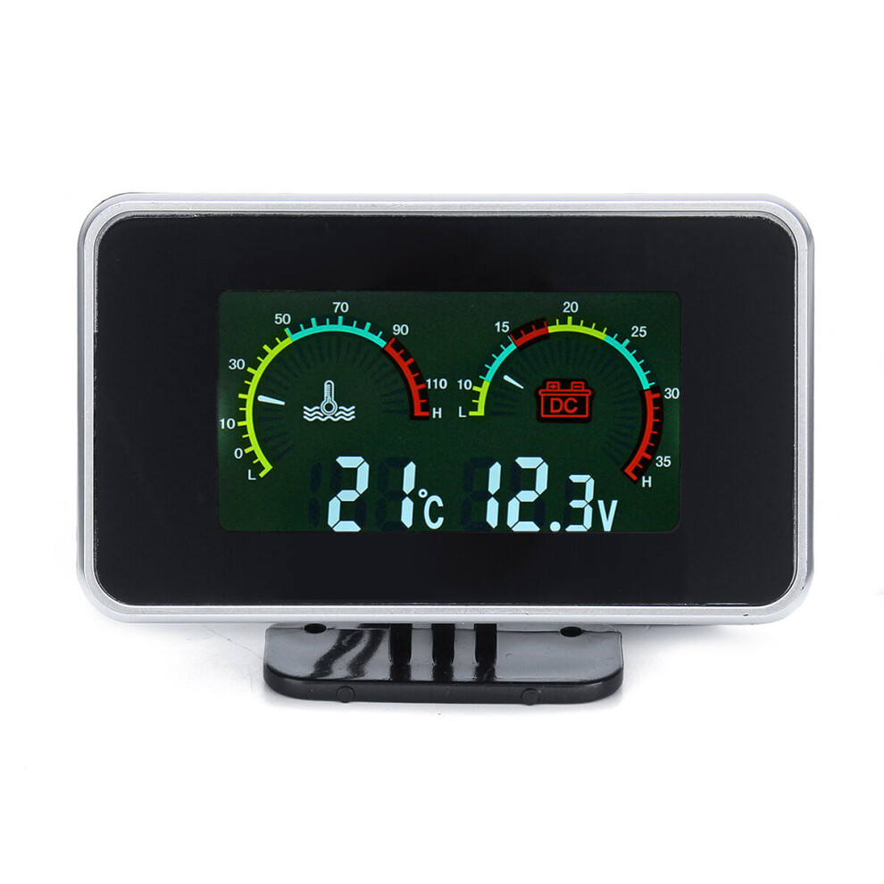 12V-24V 2 In1 Lcd Car Digital Gauge Voltage Pressure/Water Temp Meter With Buzzer Alarm 3337128801439