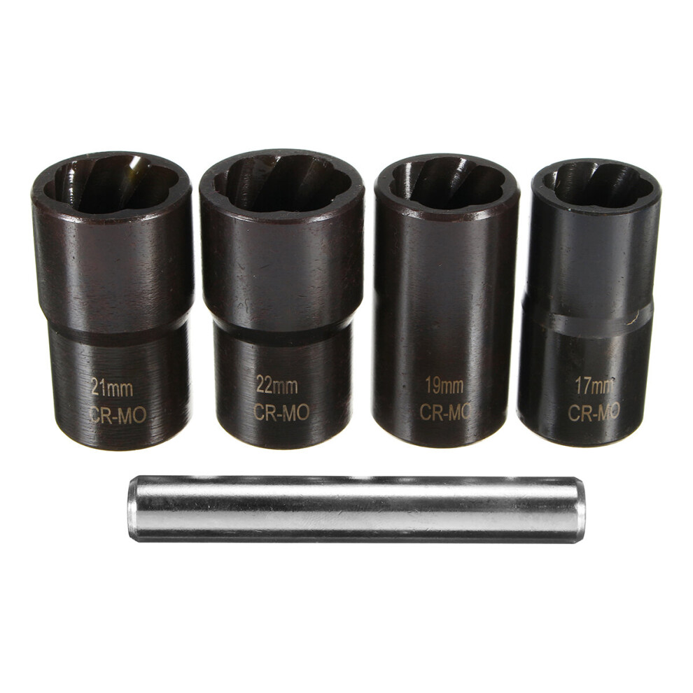 5Pcs Locking Wheel Nut Remover Nut Bolt Stud Extractor Impact Twist Socket Set Black 5056133307504