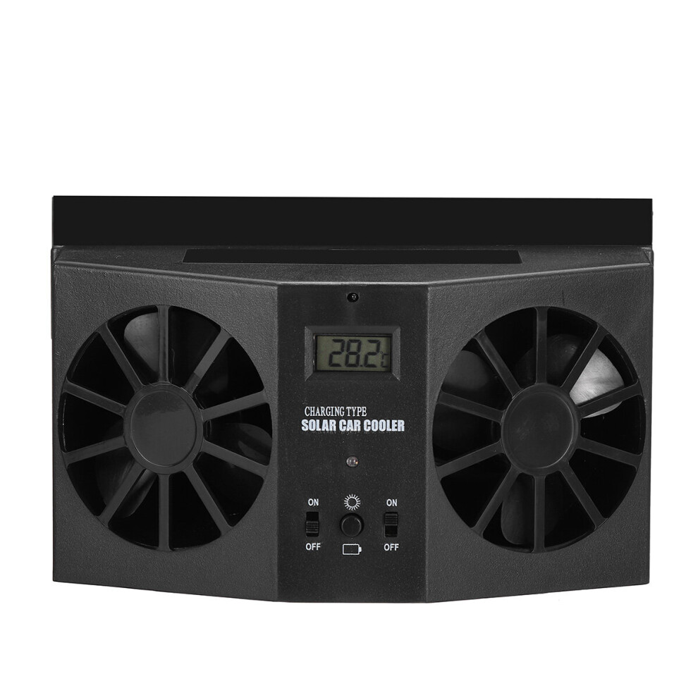 Solar Dual Fan Auto Car Window Windshield Auto Air Vent Outlet Ventilator Cooler 611393361601