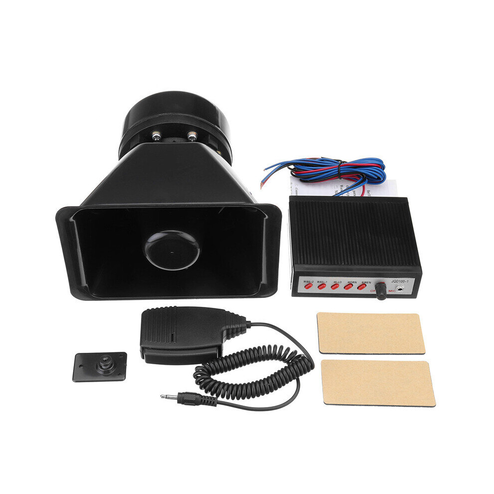 Dc 12V 100W Motorcycle Car Auto Vehicle Truck 5 Sound Tone Loud Horn Siren Police Firemen Ambulance Warning Alarm Loudspeaker Car Alarm System Black 190891167101