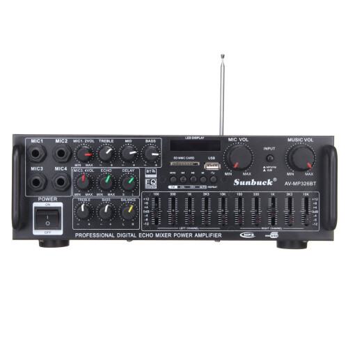 800W 110V 2Channel Equalizer bluetooth Home Stereo Power Amplifier USB SD Remote 2