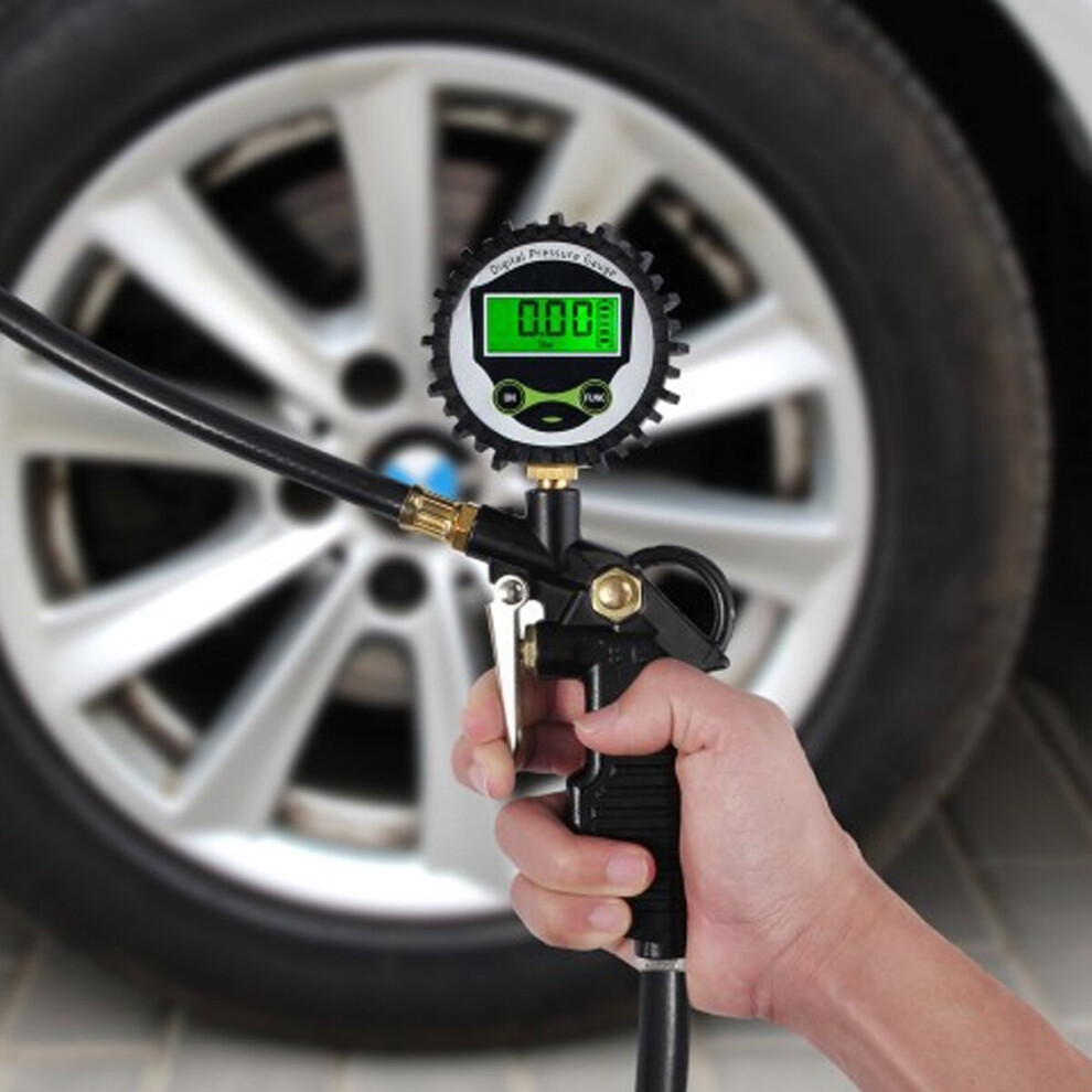 Lcd Digital Car Air Tire Tyre Inflator Compressor Dual Chuck Pressure Hose Gauge Bronze 719279582604