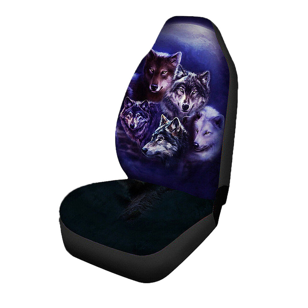 1Pc Wolf Animal Print Front Car Seat Cover Universal Polyester Fiber Auto Suv 6900078118994