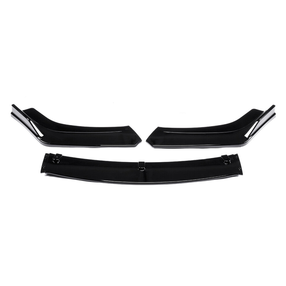 3Pcs Front Bumper Lip Spoiler Chin Splitters Glossy For Honda Civic 4Dr Sedan 2016-2018 Black 652069202736