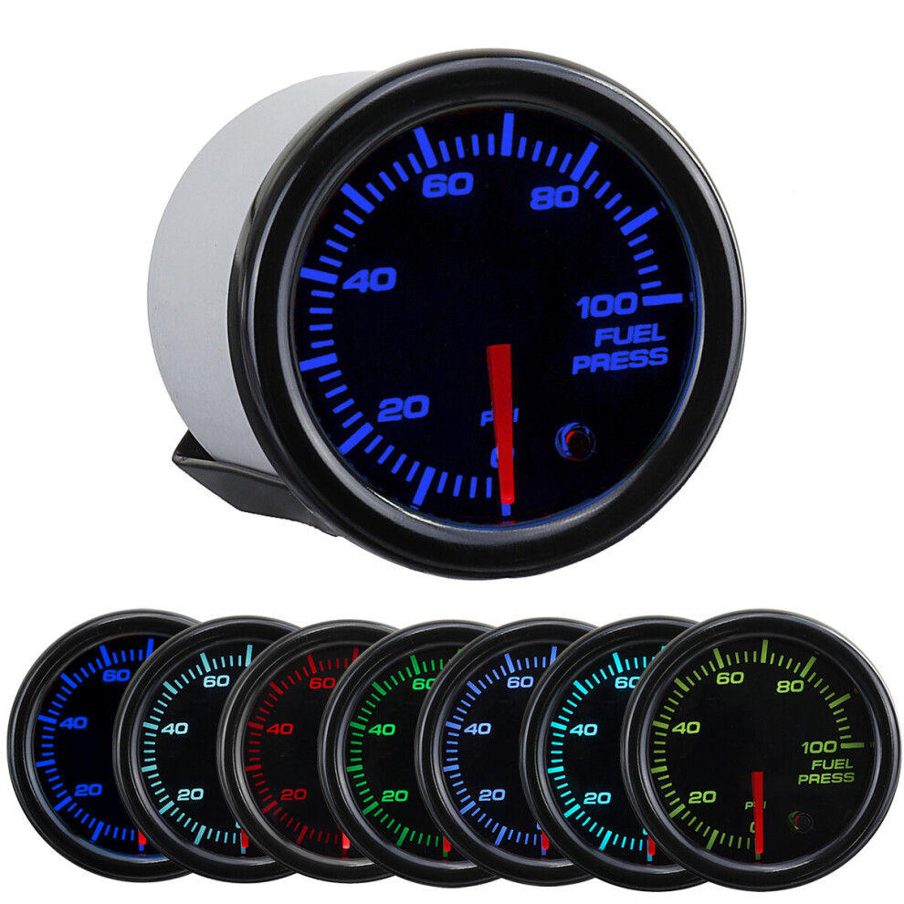 2'' 52Mm 0-140 Psi Car Oil Press Pressure Gauge Pointer 7 Color Led Meter Sensor 733556609167