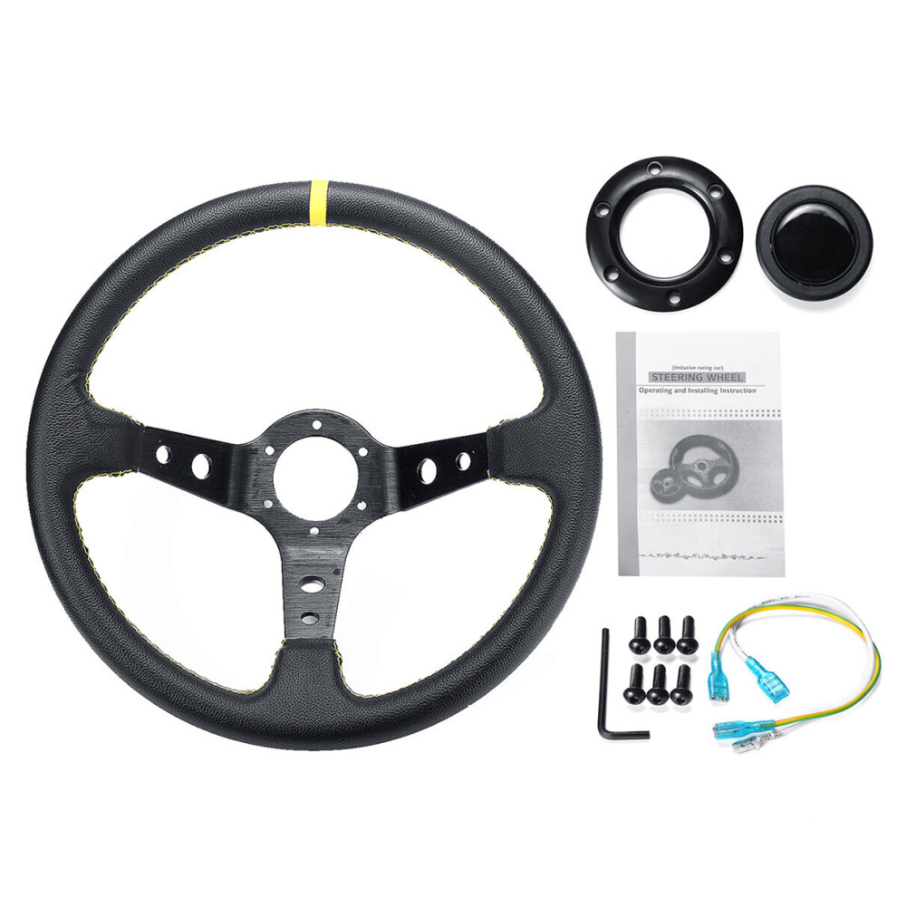 350Mm Deep Dish 6 Bolt Car Racing Drifting Steering Wheel W/ Horn Button For Vehicle Racing Car 6906136721953