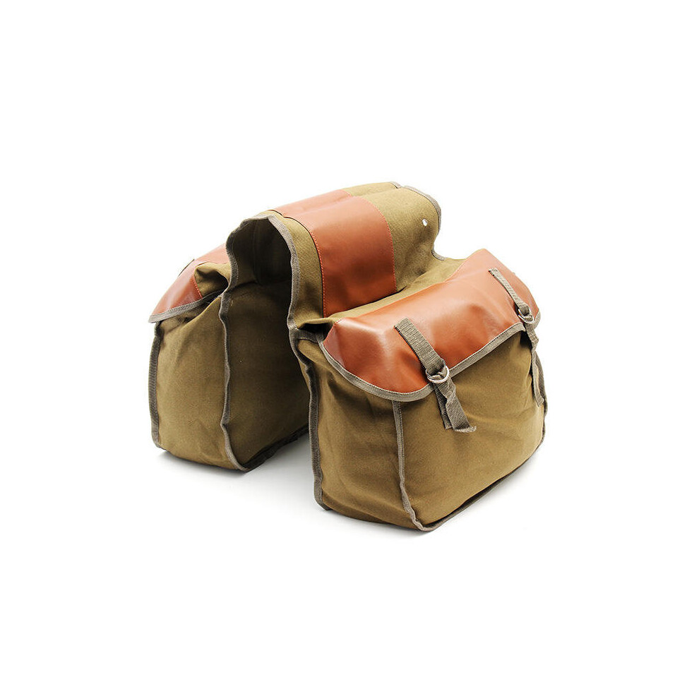 Motorcycle Bike Side Saddle Bag Canvas Luggage Khaki Bag 7608177653635