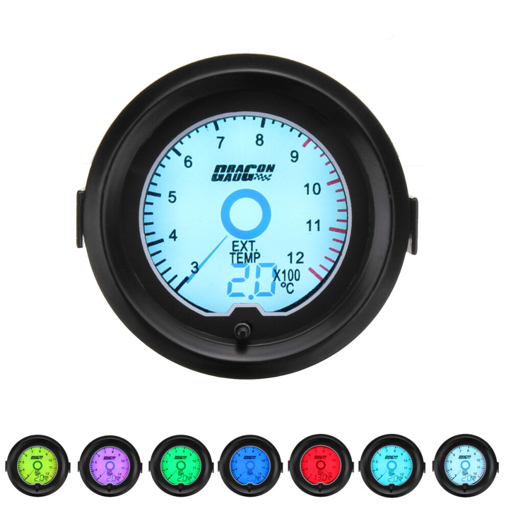2'' 52Mm 7 Color Car Exhaust Gas Temperature Gauge Led Digital Temp Meter Egt 798374314556