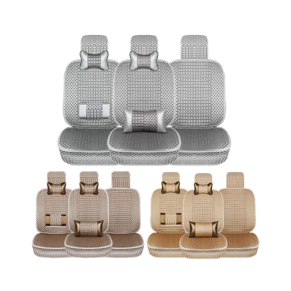 Universal Car Breathable Seat Cover Auto Suv Protector Cushion W/Pillow Summer Beige/Grey 6900064693726
