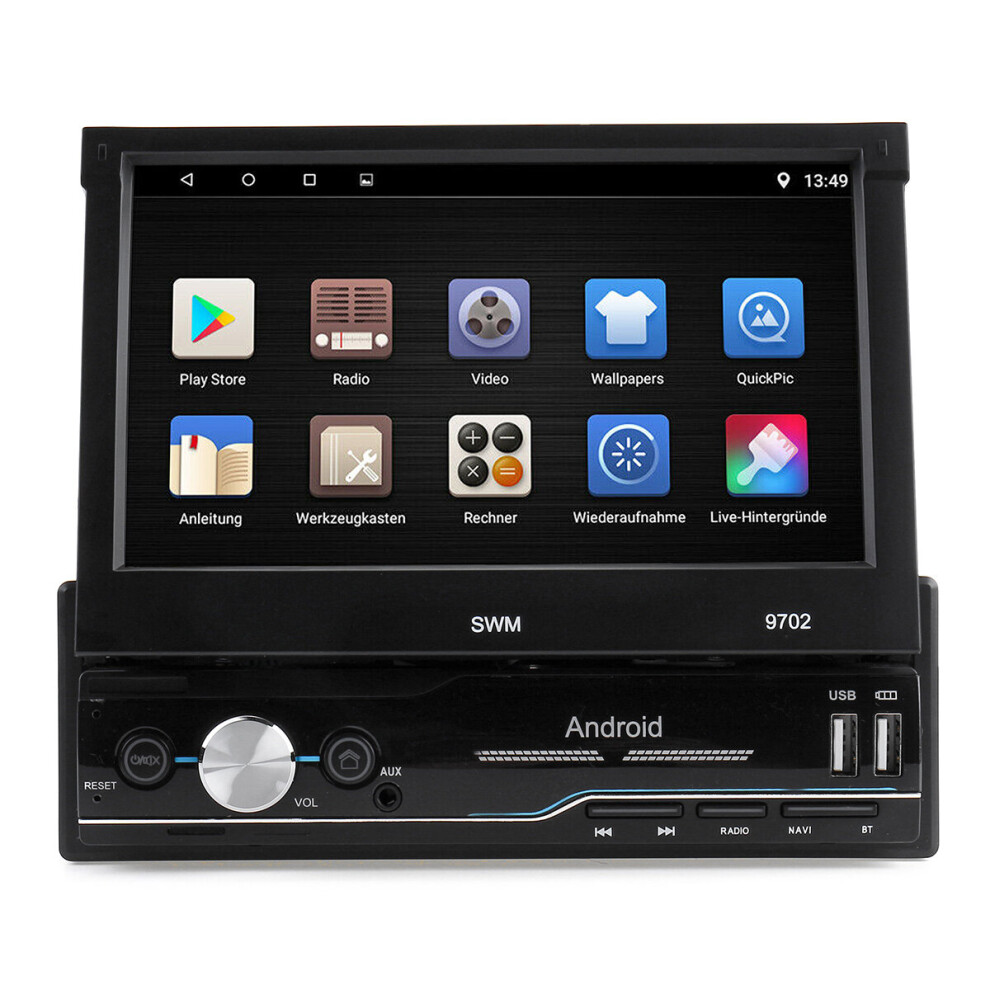 7 Inch 1 Din For Android 8.1 Car Radio Stereo Mp5 Player 4 Core 1+16G Retractable Touch Screen Wifi Gps Bluetooth Fm Aux 3796737107545