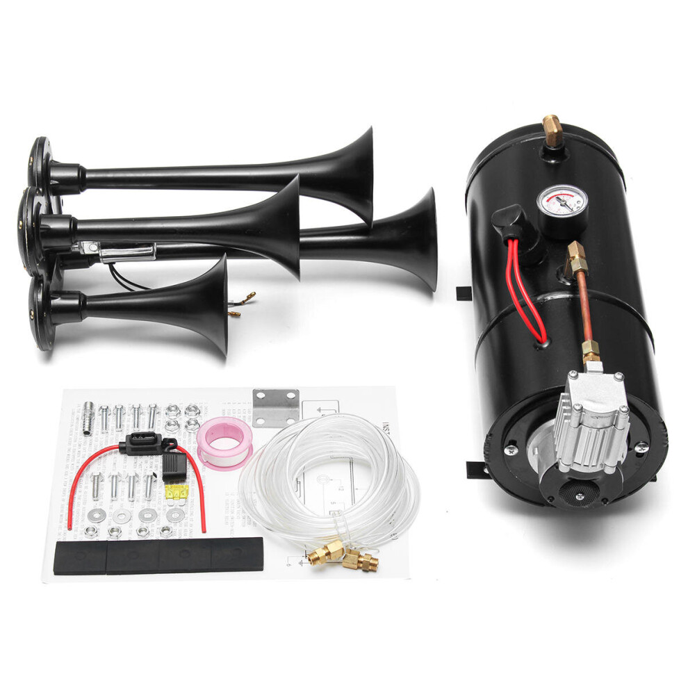 2-Trumpet Train Air Horn 12V Compressor Tubing 150 Db 170 Psi Kit 3L For Car Truck Campers 304692436803