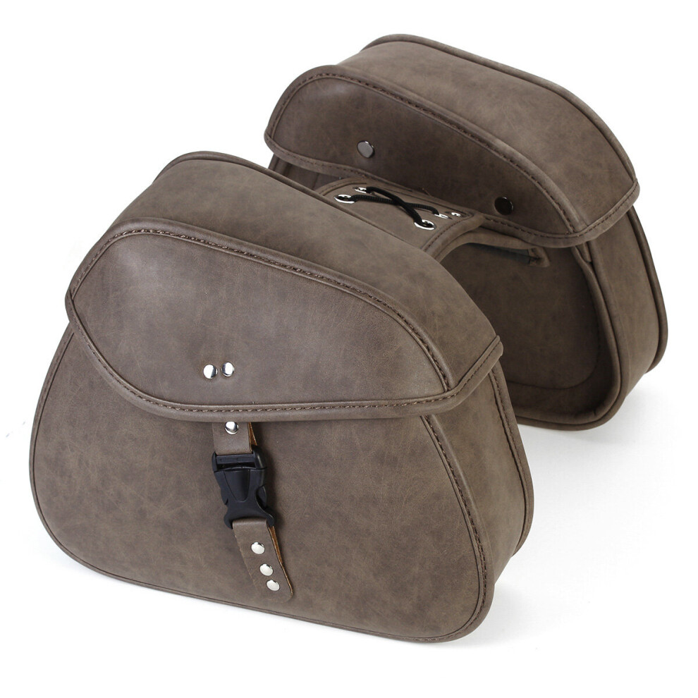 Pair Retro Travel Motorcycle Pu Leather Saddlebags Pouch Carry Side Bags Universal 772411105710
