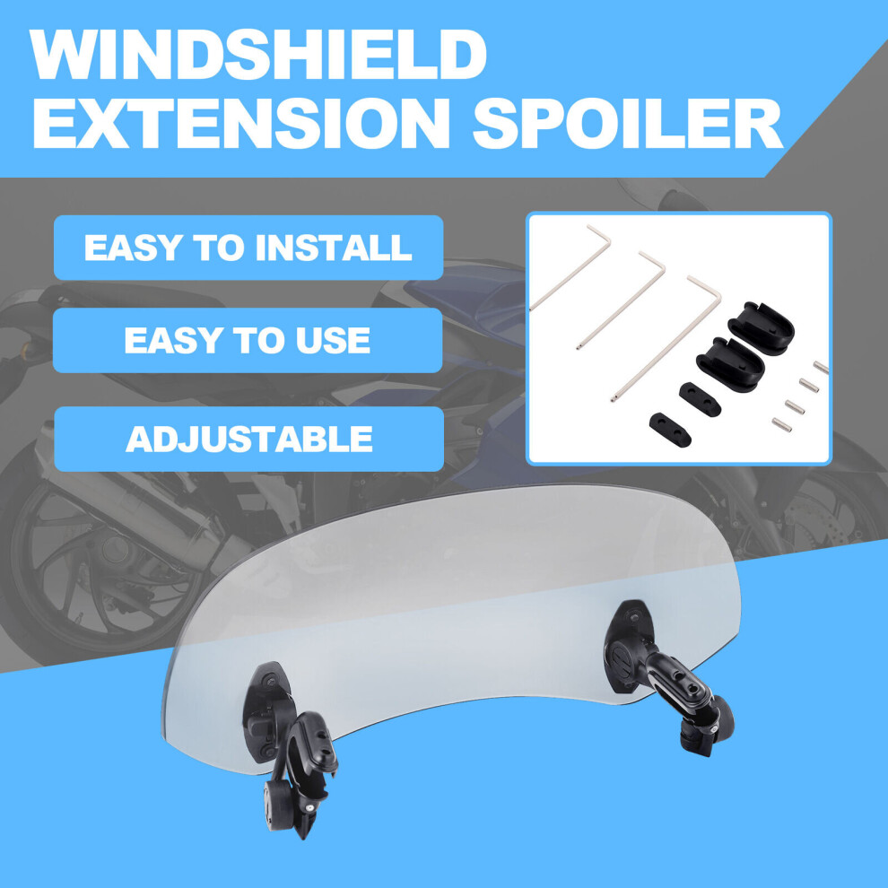 Motorcycle Windshield Motorbike Clip On Wind Screen Deflector Extension Spoiler 970447398650