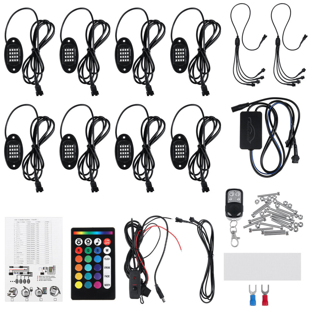 12V 8Pcs 16 Color Bluetooth App Control Rgb 5050 Led Rock Under Body Underglow Atmosphere Music Lamp Light 6906142136017