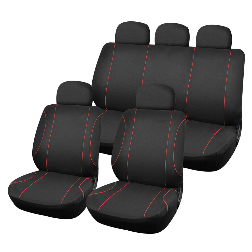 9Pcs Fabric Universal Car Seat Covers Full Set Protectors Cushion Front Rear 784958078099