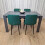 Dining Table Set In Dark Grey With 4 Green Velvet Chairs 7
