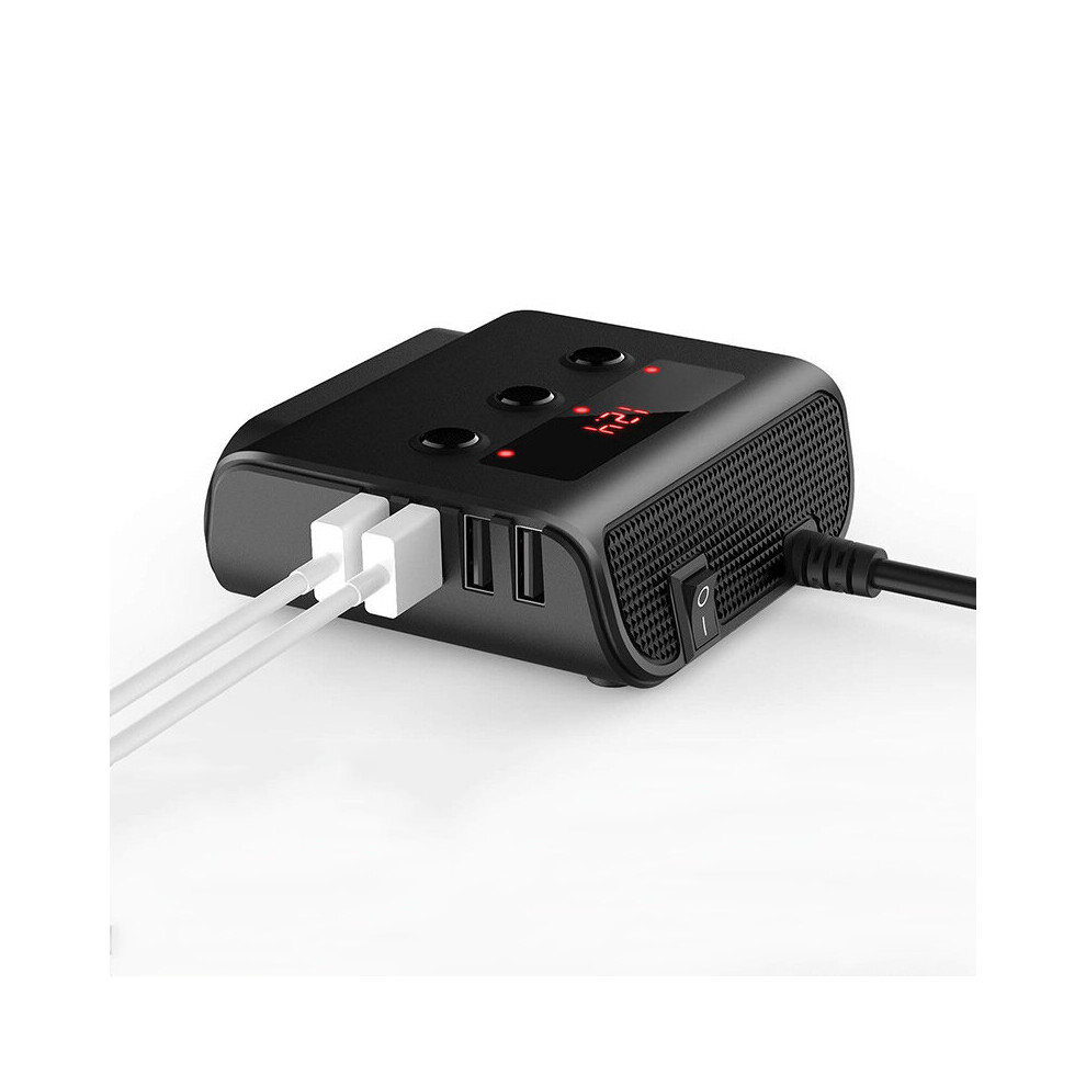 Tr12 100W Car Charger Adapter With On/Off Switch 3 Lighter Sockets 6901251309352