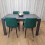 Dining Table Set In Dark Grey With 4 Green Velvet Chairs 8