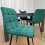 Dining Table Set In Dark Grey With 4 Green Velvet Chairs 9
