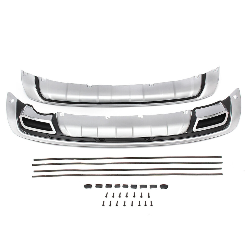 Abs Front And Rear Bumper Protect Guard Board Protector For Kia Sportage R 2010-2014 Silver 6906141502882