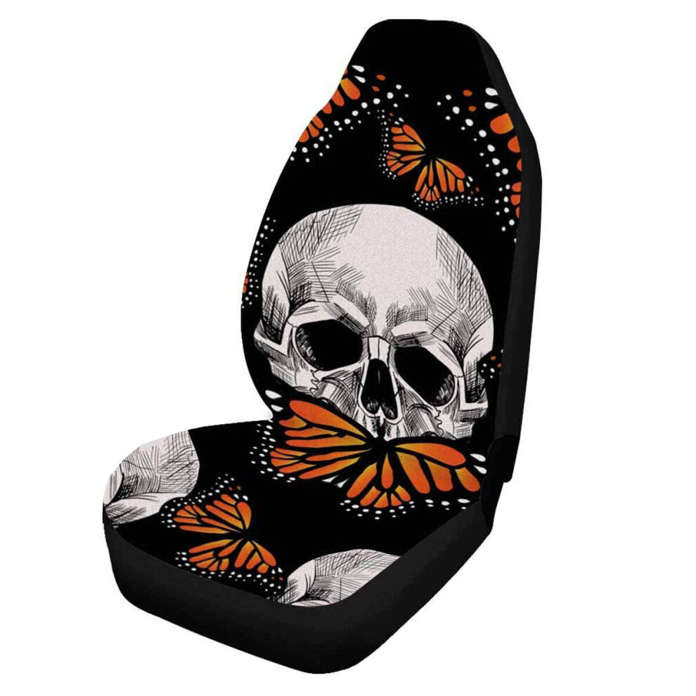 Car Suv Sedan Front Seat Cover Cushion Skull Wolf Printed Protector Universal 889007861230