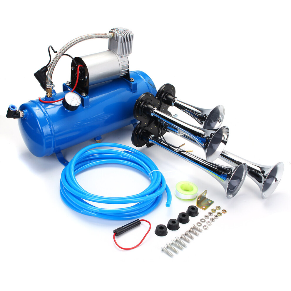 Car Truck Train 6 Liter Tank Air Compressor 4-Trumpet Horn Kit 150Psi 150Db 12V 840281548484